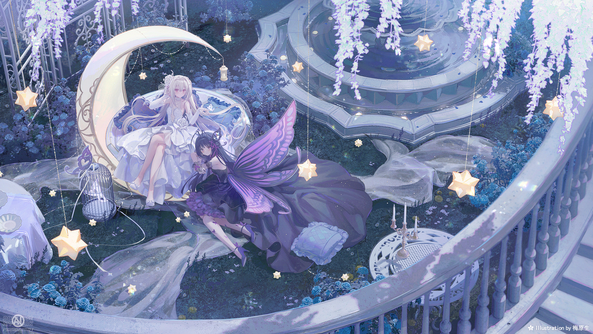 This is a pixiv picture whose title is 🤍💜.