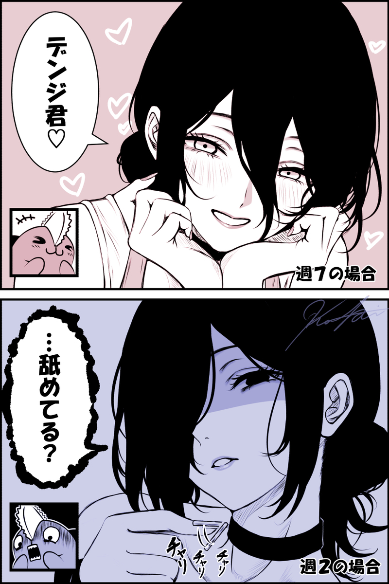 This is a pixiv picture whose title is デンレゼ　何かの頻度と彼女の機嫌の関係性編.