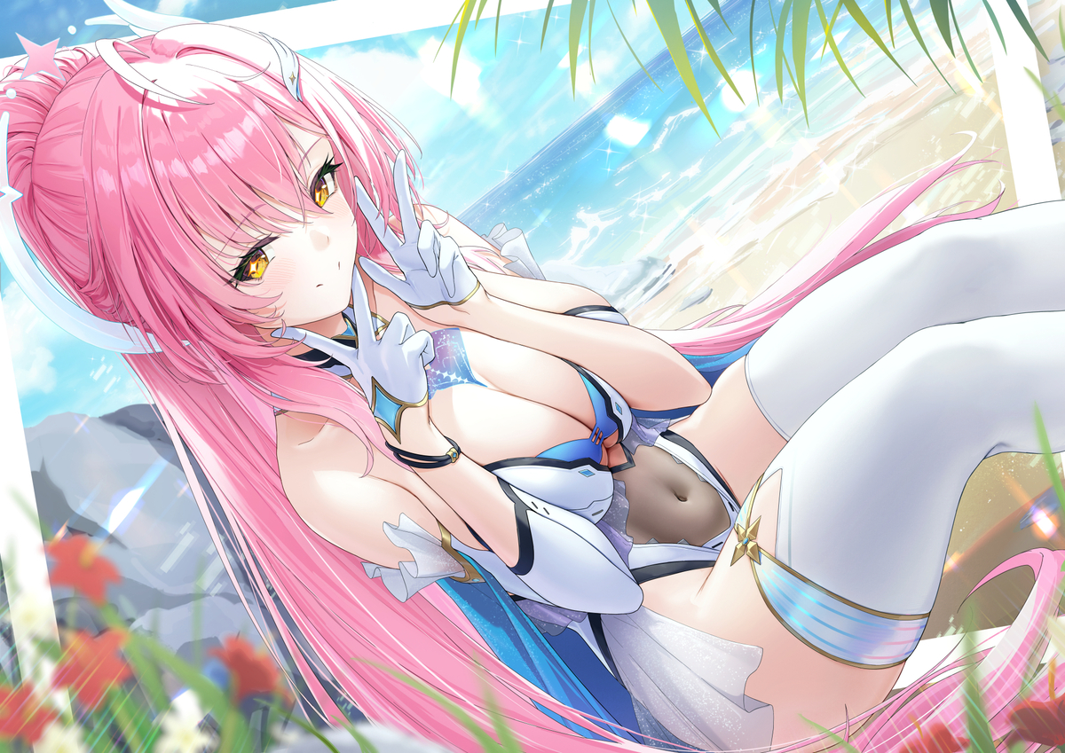 This is a pixiv picture whose title is 「~エイメスと夏~」.