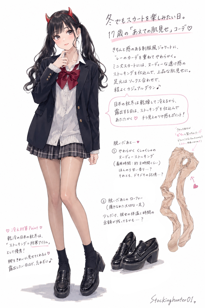 This is a pixiv picture whose title is 制服感のある “outing style”.