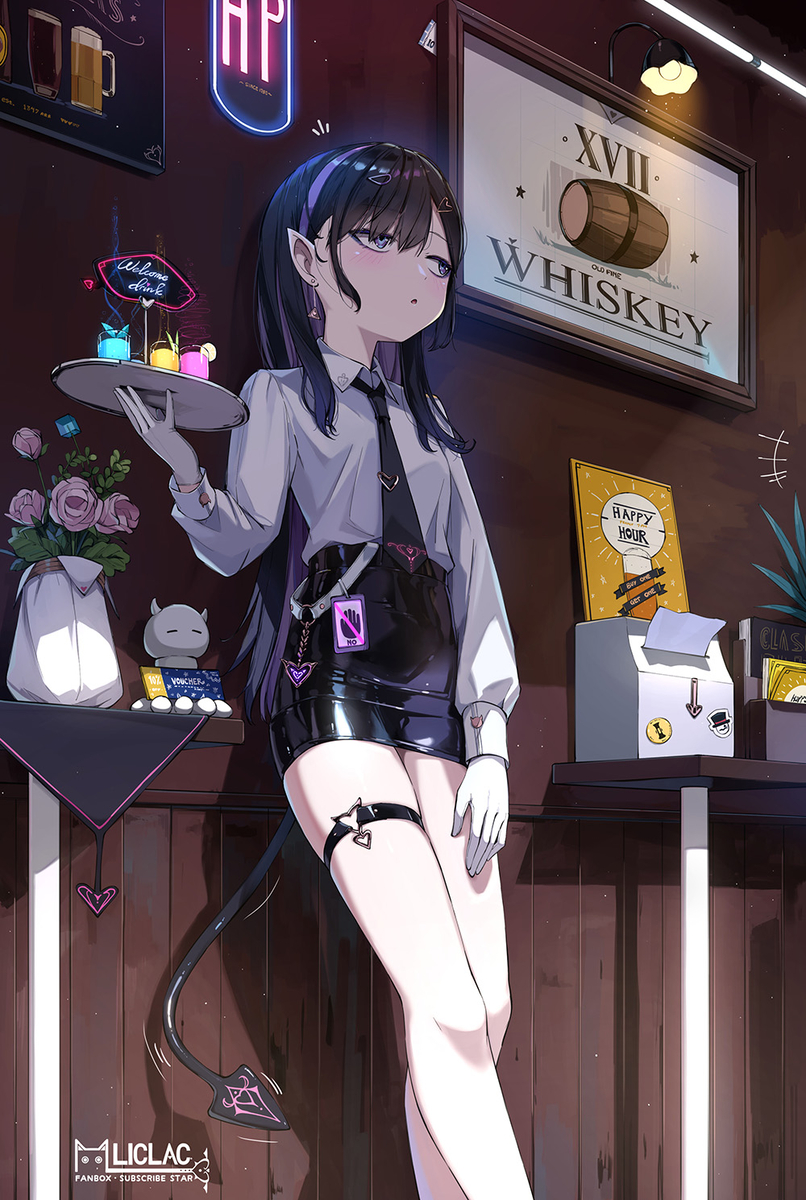 This is a pixiv picture whose title is Bored at Work・詰まらなそうなサキュバスちゃん.