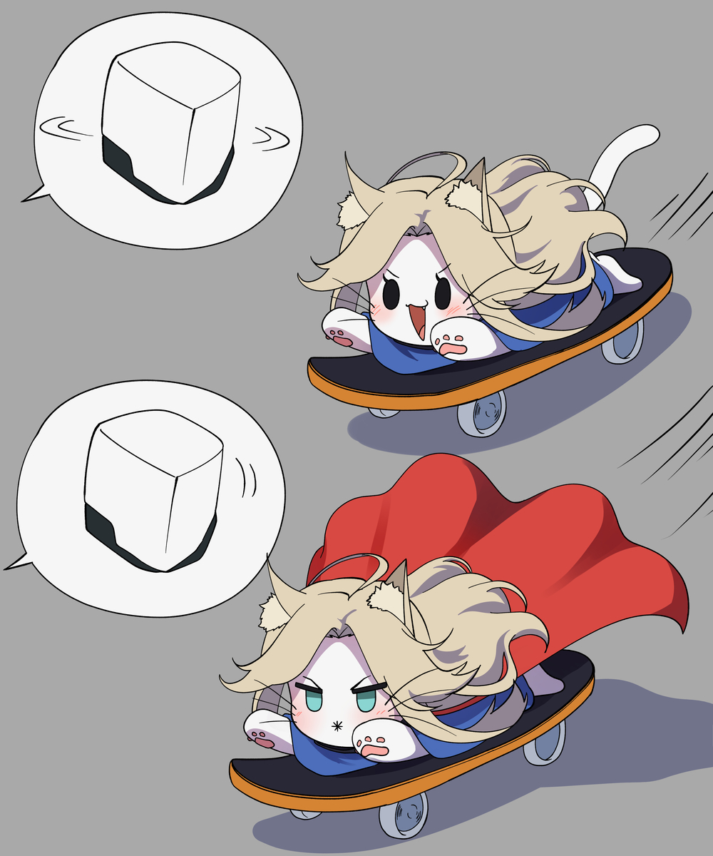This is a pixiv picture whose title is 🐱 🛹  🦸.