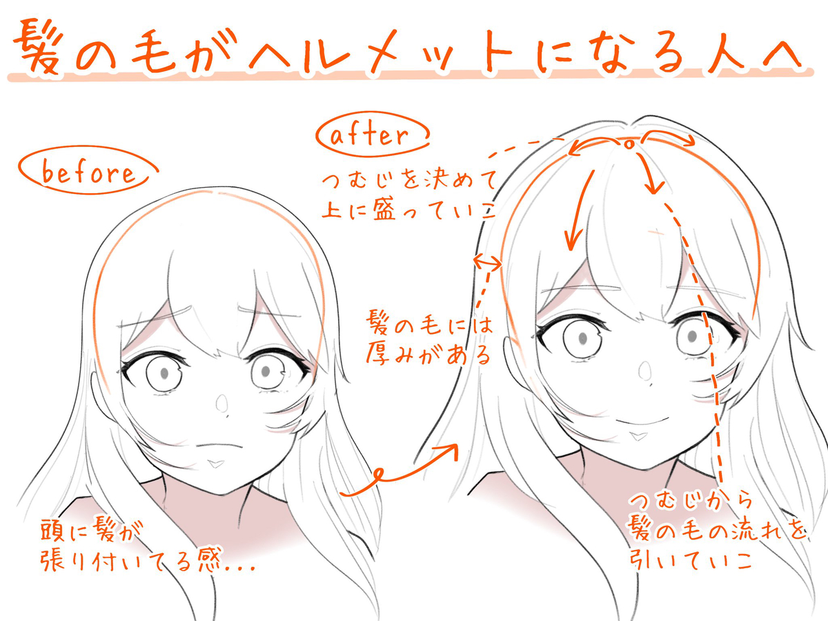 This is a pixiv picture whose title is 髪の毛がヘルメットになる人へ.