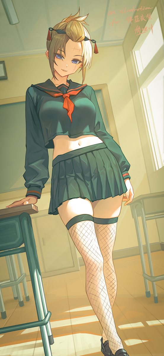 This is a pixiv picture whose title is 【request】制服月詠.