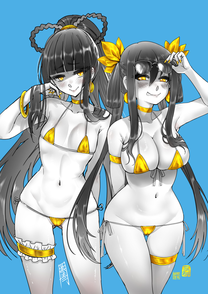 This is a pixiv picture whose title is 貧乳×極小ビキニは最高ですね！.