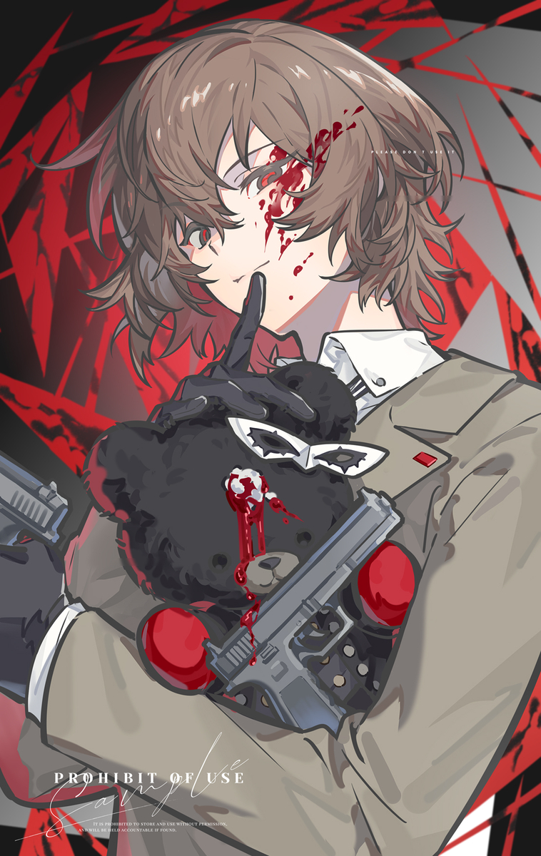 This is a pixiv picture whose title is 🔫🩸.