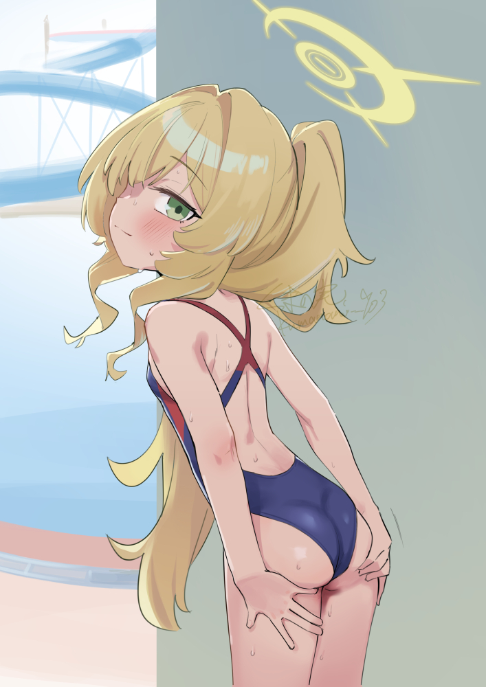 This is a pixiv picture whose title is ニヤニヤの背中とお尻.