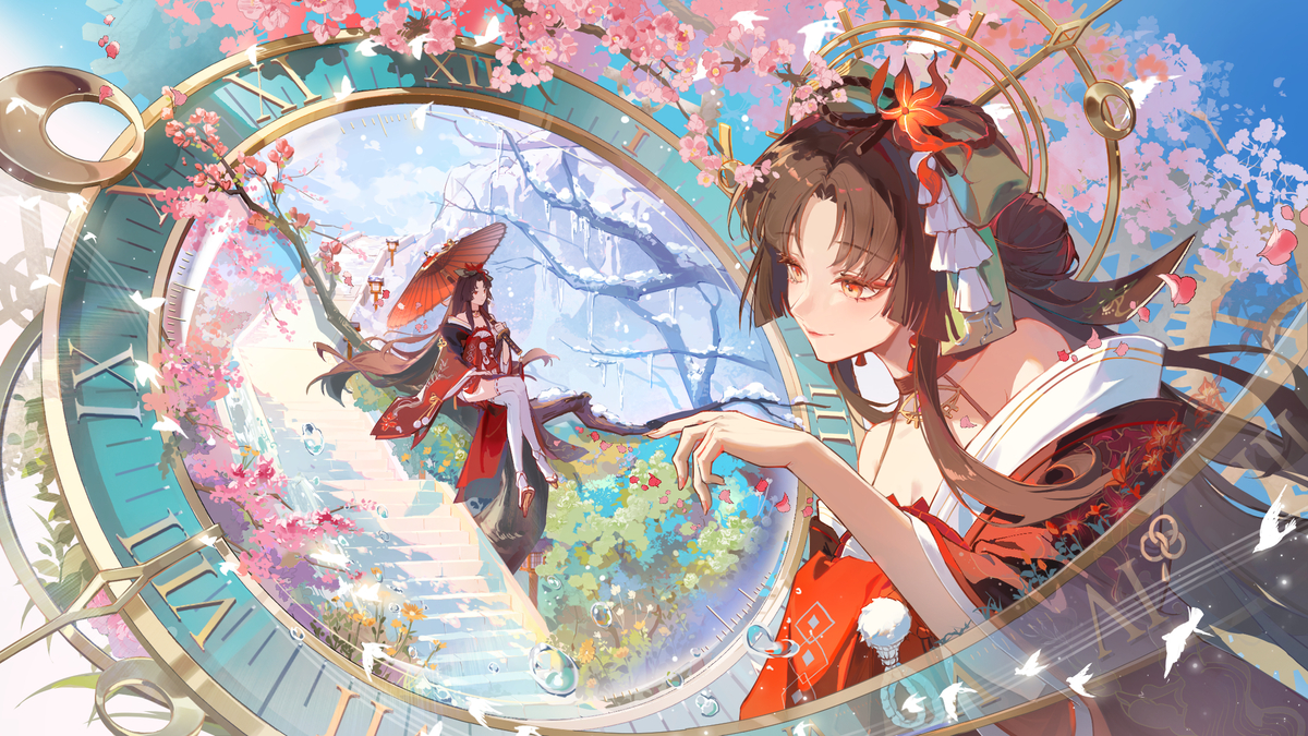 This is a pixiv picture whose title is 雨落在春天的肩膀旁，雪停在冬天的睫毛上.