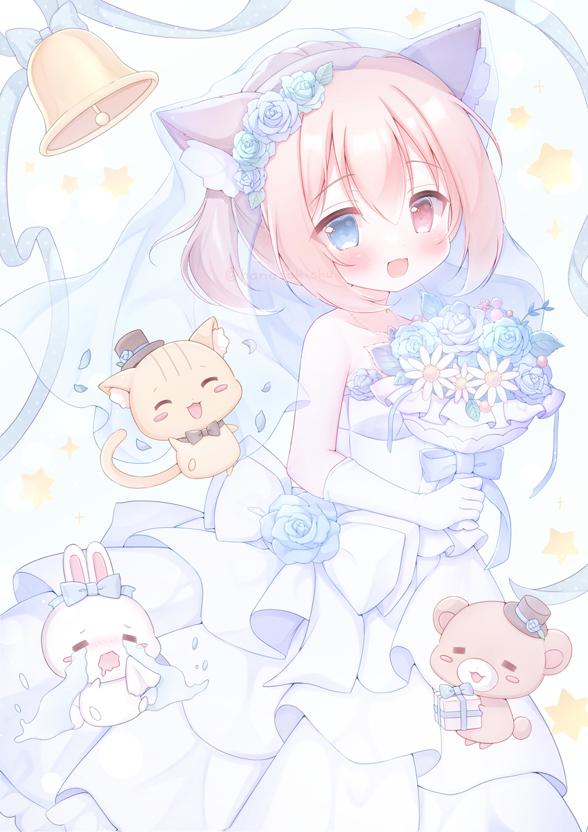 This is a pixiv picture whose title is 💐🩵.