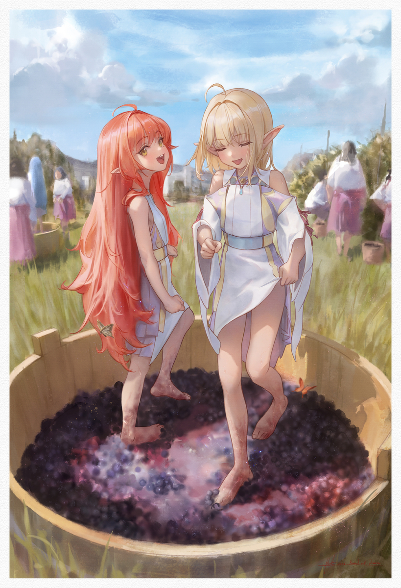 This is a pixiv picture whose title is Tasia & Nira – Barrel of Dreams.