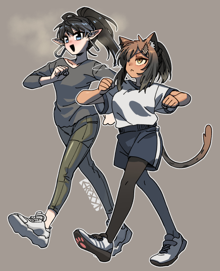 This is a pixiv picture whose title is 近所の男姉ちゃん 近所のネコガキ.