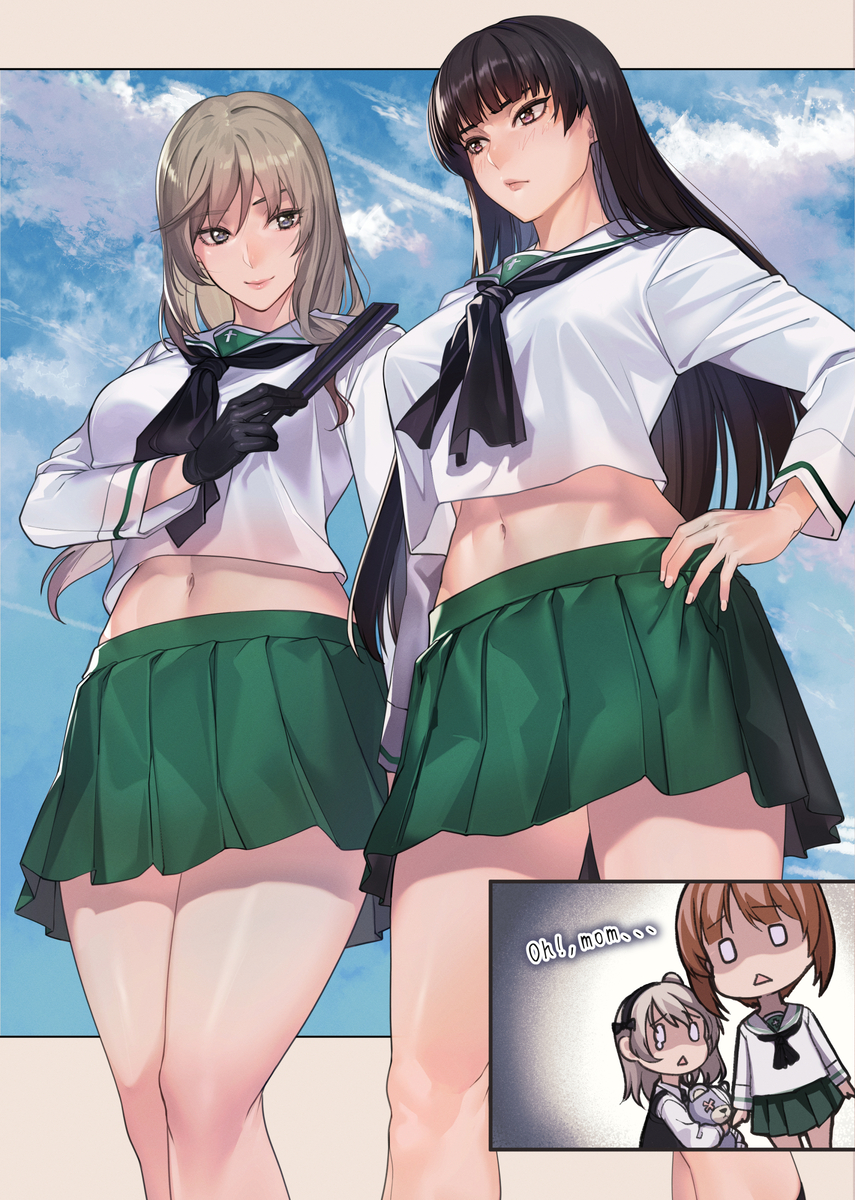 This is a pixiv picture whose title is 戦車道の家元、二人。.