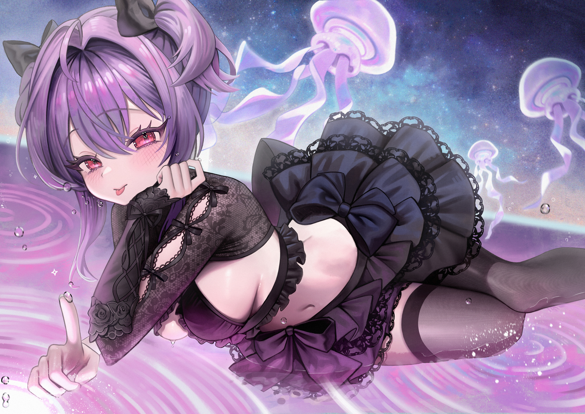 This is a pixiv picture whose title is リバーレリオ💜🖤.