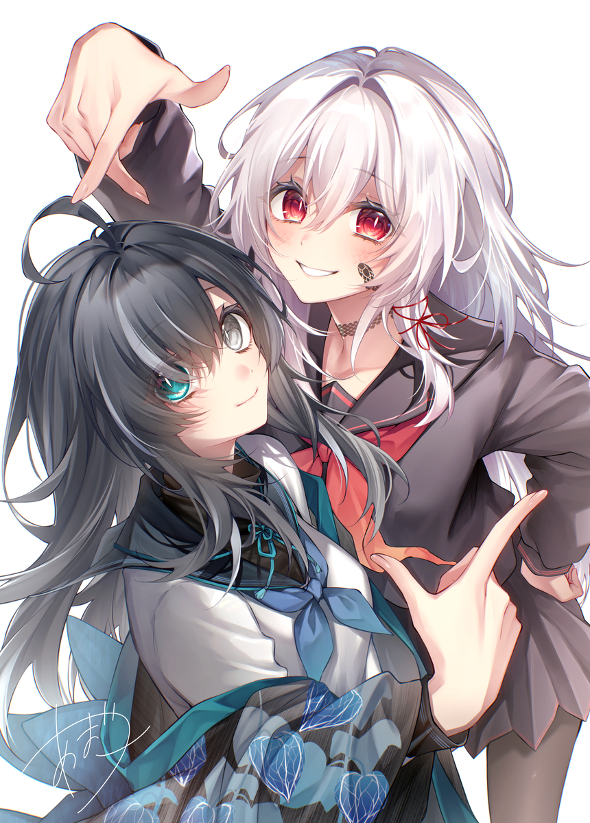 This is a pixiv picture whose title is 黒蛇＆白蛇.