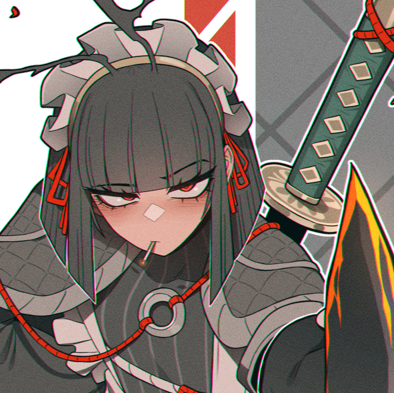 This is a pixiv picture whose title is 메이드 료냥불.