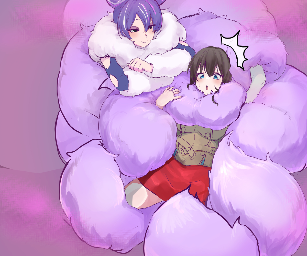 This is a pixiv picture whose title is もふもふ堕ち.