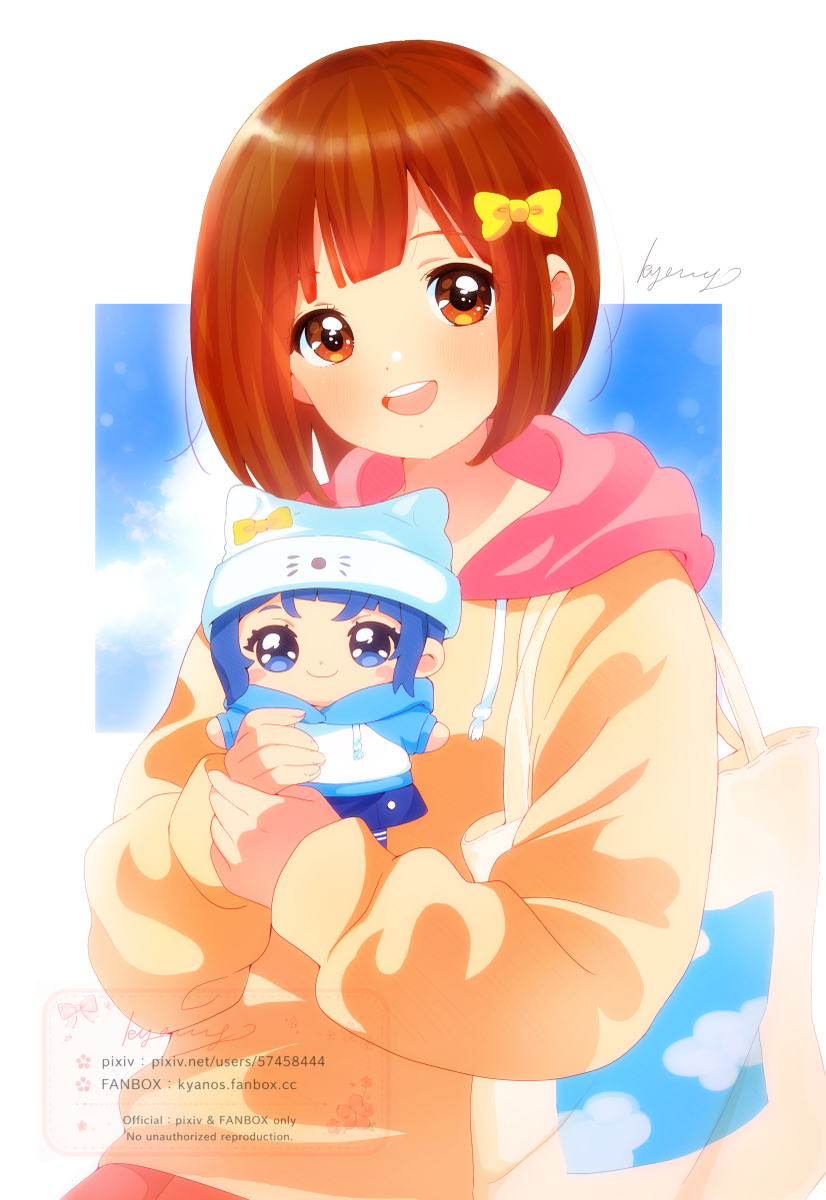 This is a pixiv picture whose title is ソラちゃんぬいとぬい活している女の子.