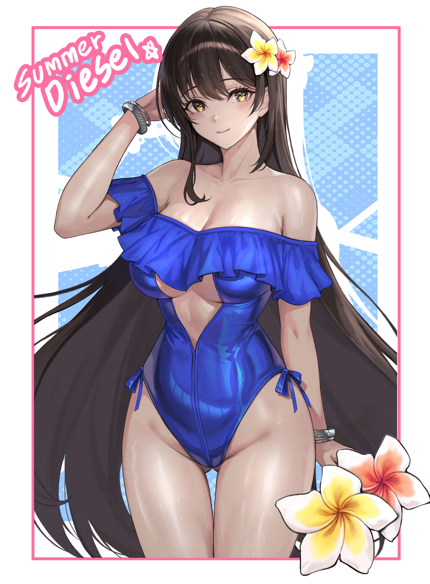 This is a pixiv picture whose title is NIKKE 水着ディーゼル.