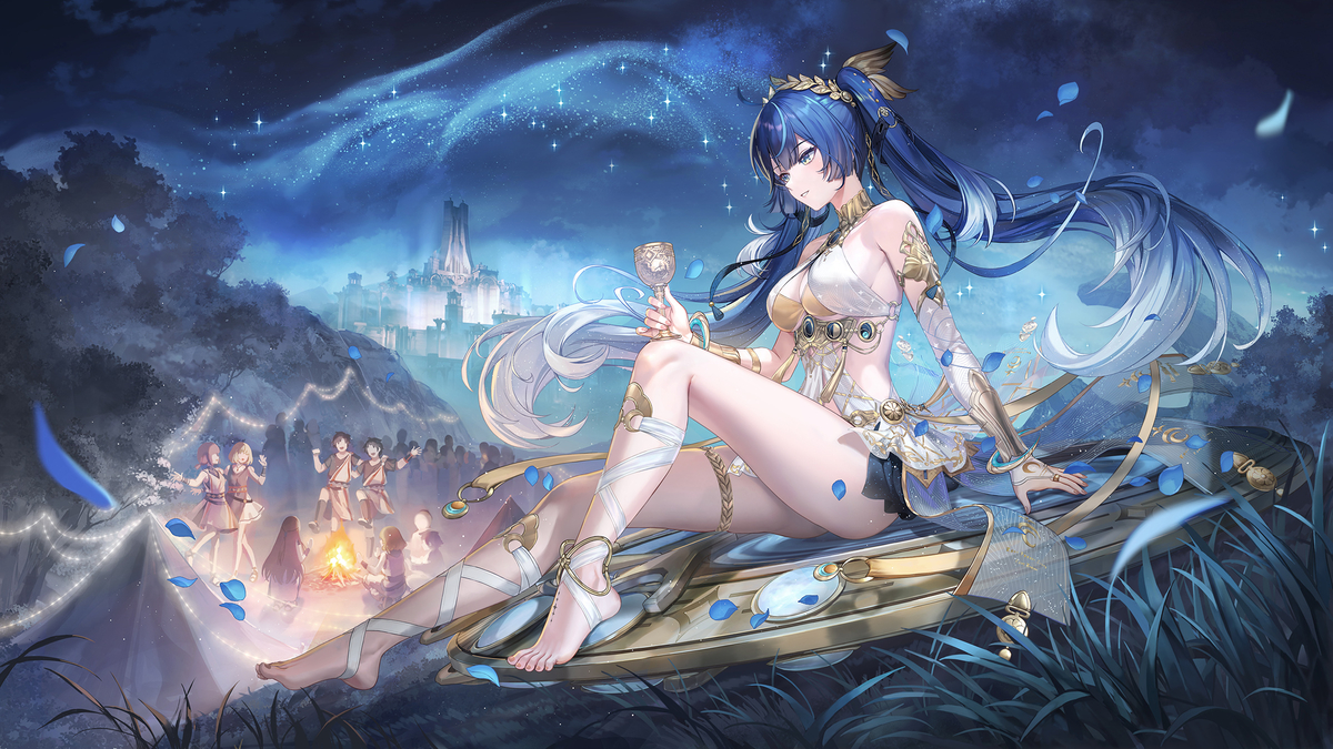 This is a pixiv picture whose title is Under the moon.