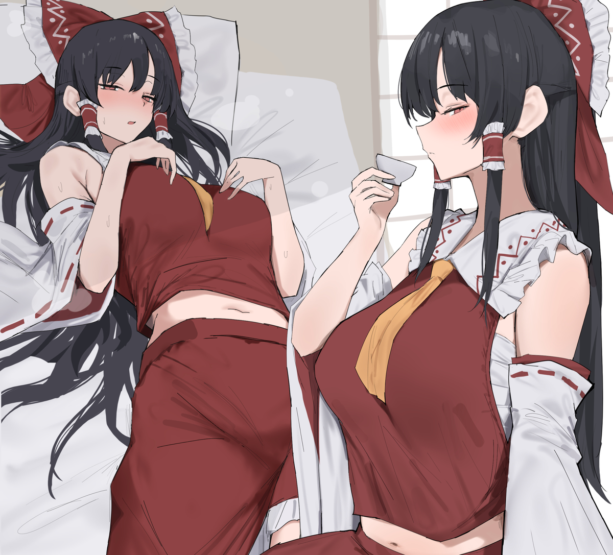 This is a pixiv picture whose title is reimu.