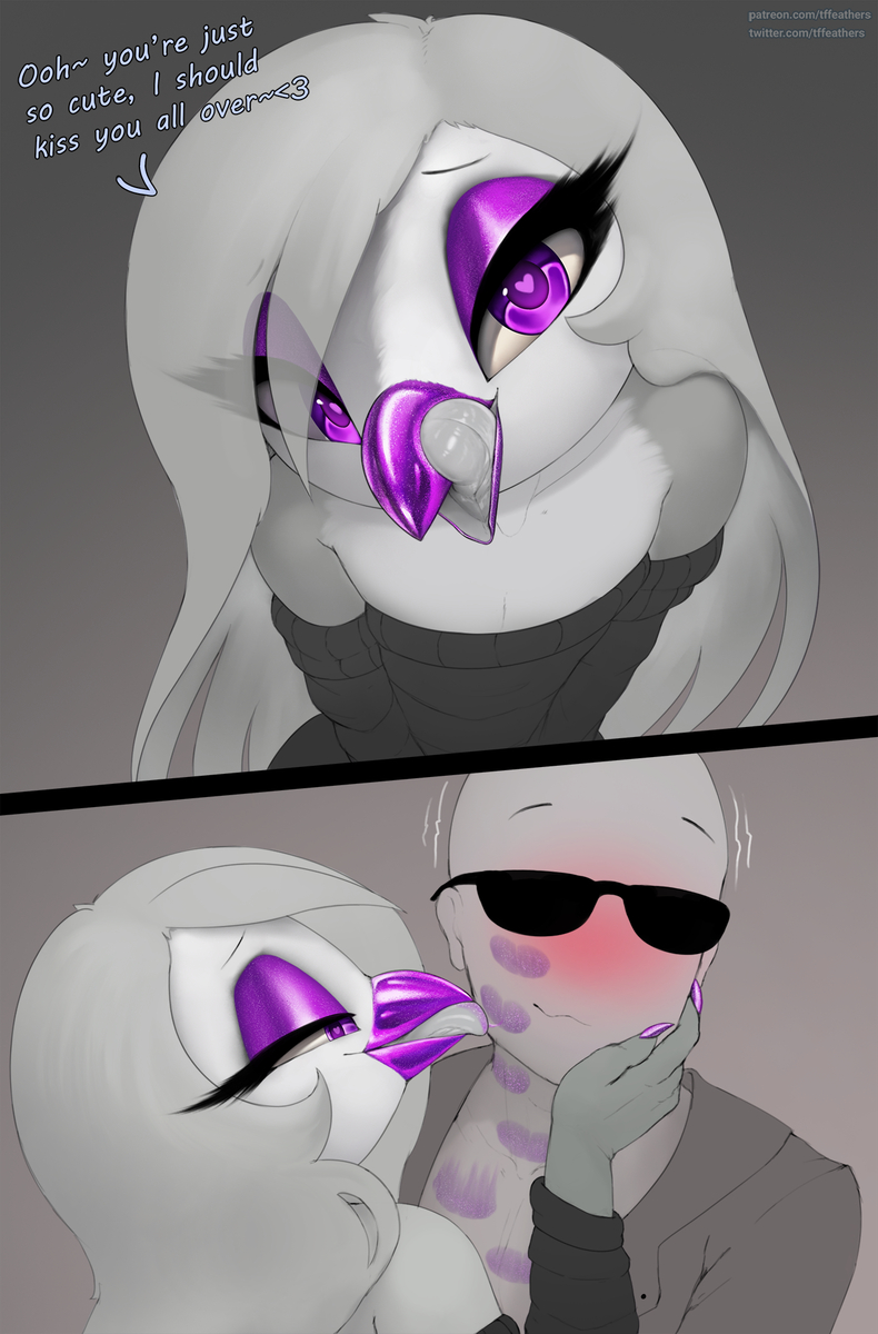 This is a pixiv picture whose title is skye kiss marks (uncolored).