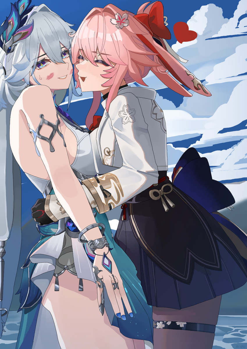 This is a pixiv picture whose title is 緋英×爻光.