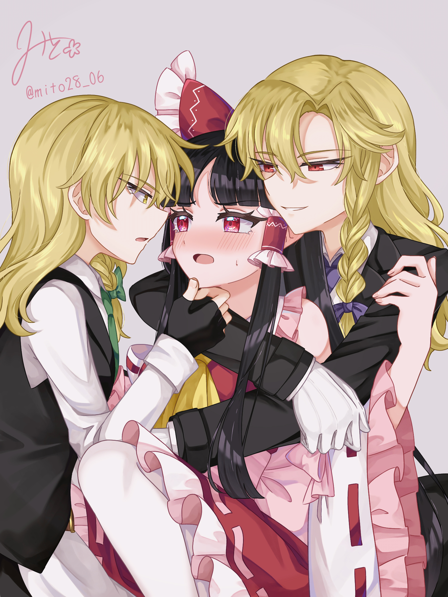 This is a pixiv picture whose title is マリ→レイ←マリ.