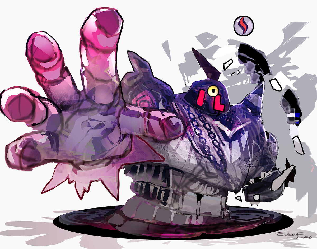 This is a pixiv picture whose title is ゲンガナイトを持たせたゴルーグ.