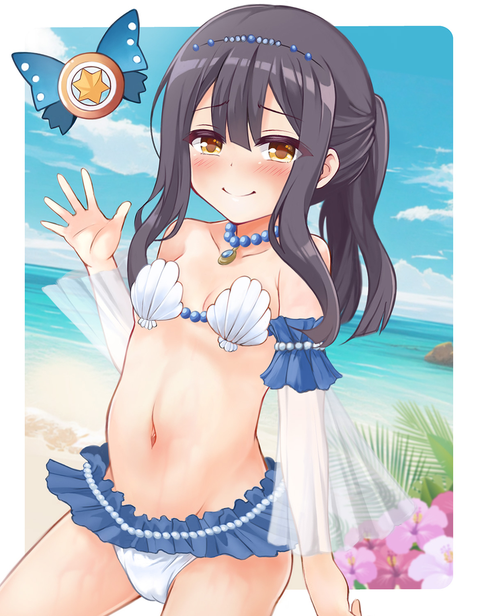 This is a pixiv picture whose title is 貝殻ビキニ☆美遊.