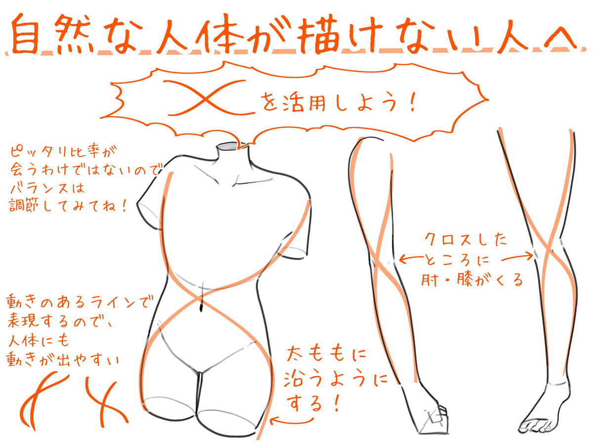 This is a pixiv picture whose title is 自然な人体が描けない人へ.