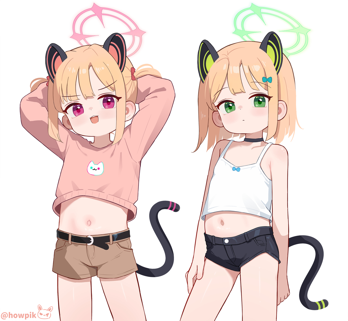 This is a pixiv picture whose title is モモイ/ミドリ.