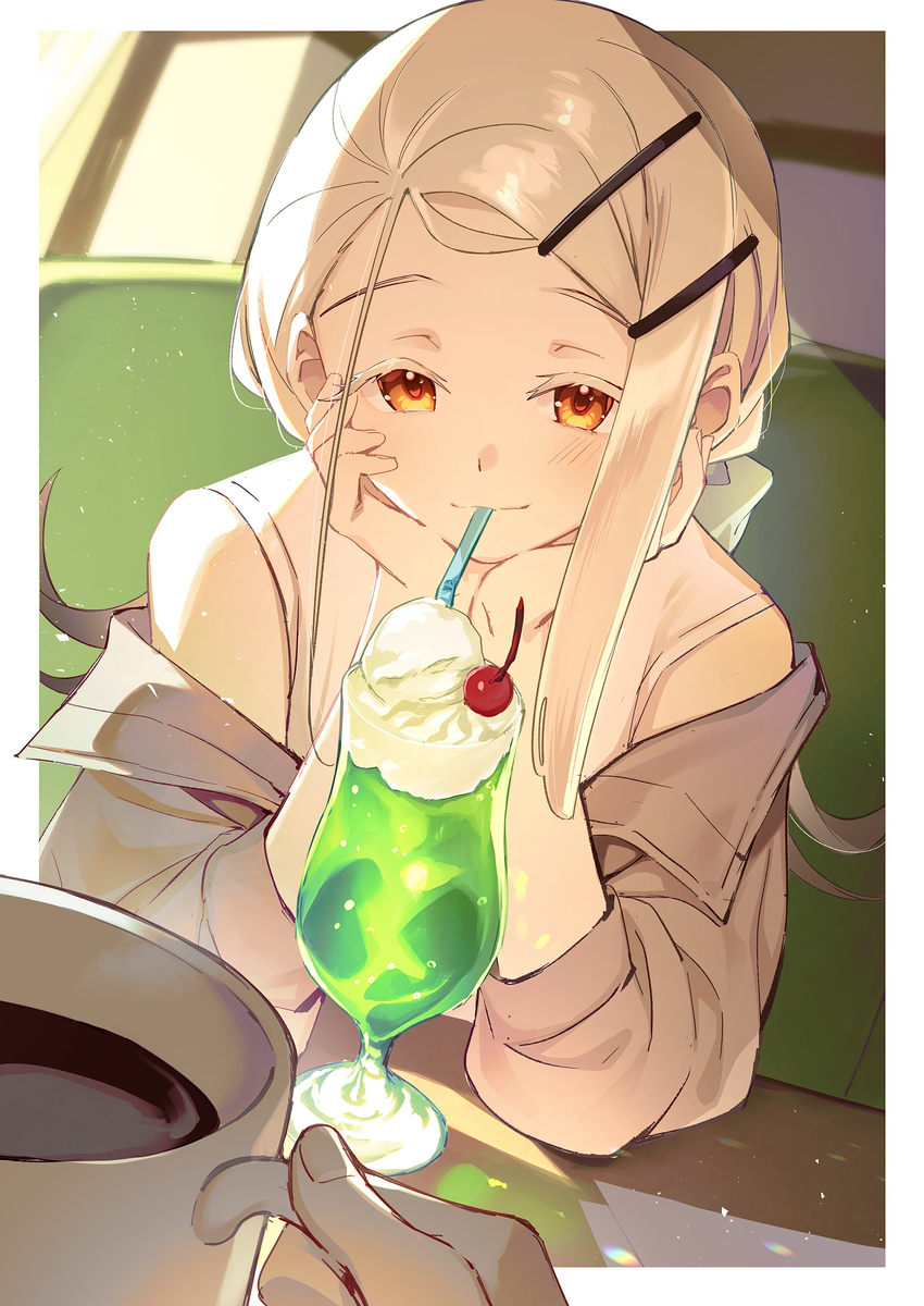 This is a pixiv picture whose title is クリームソーダと.