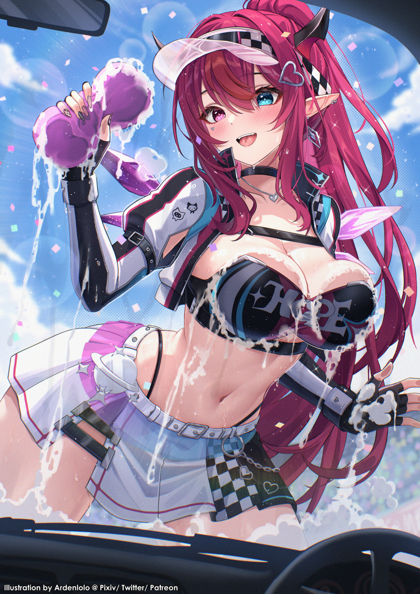 This is a pixiv picture whose title is レースクイーンIRySの洗車サービス.