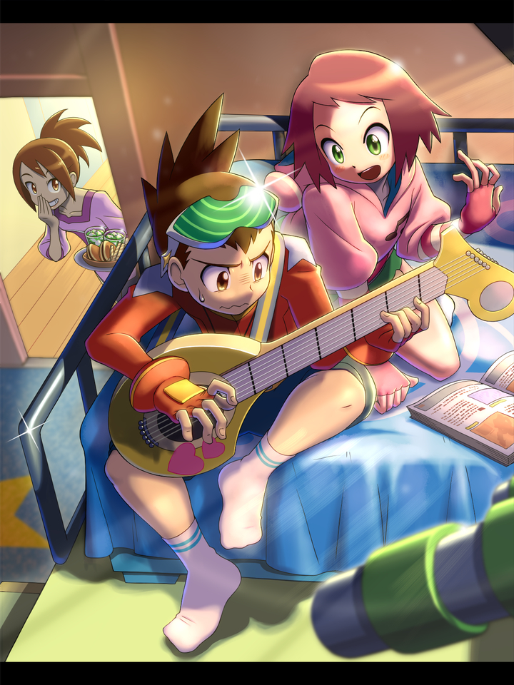 This is a pixiv picture whose title is ギターの練習.