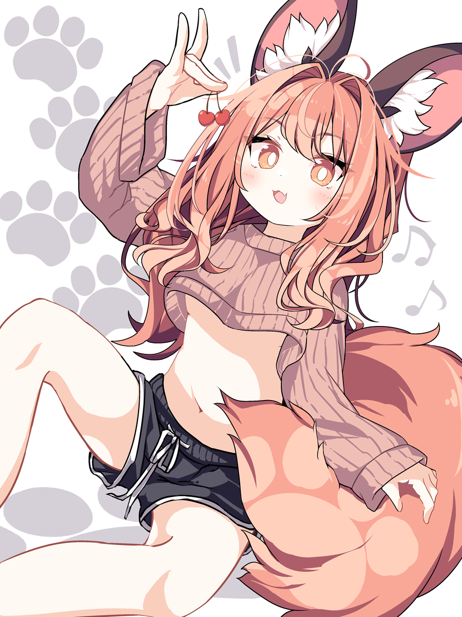 This is a pixiv picture whose title is 🦊🍒きつね.