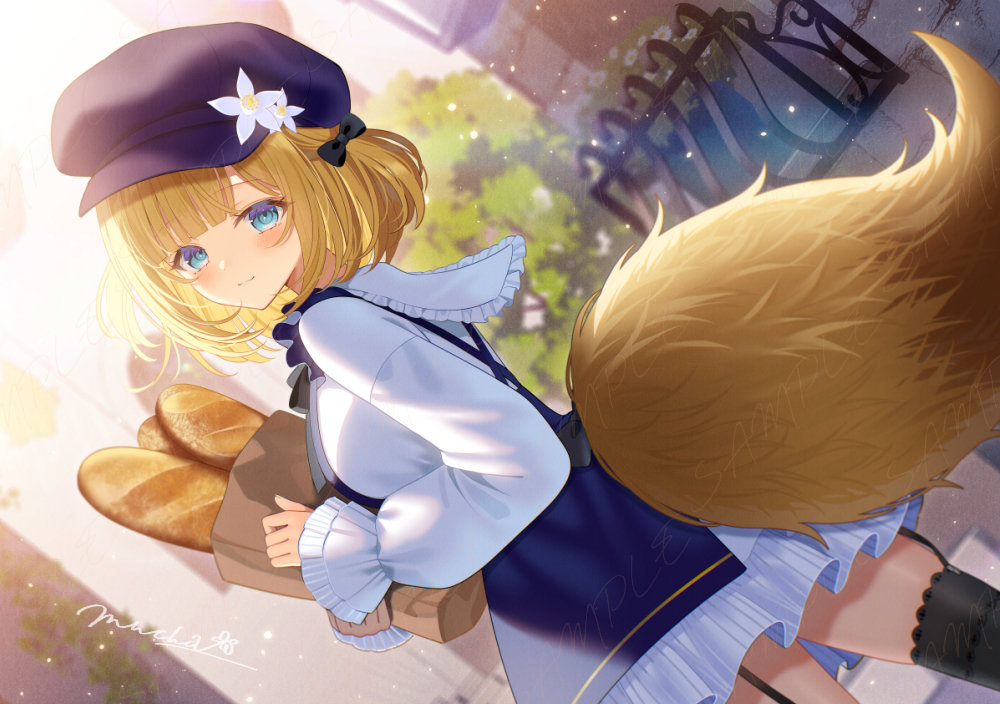 This is a pixiv picture whose title is 買い出し中の狐娘.