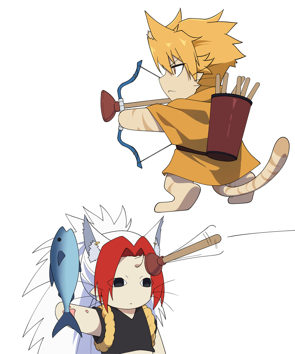 This is a pixiv picture whose title is 🪨🏹🐱.