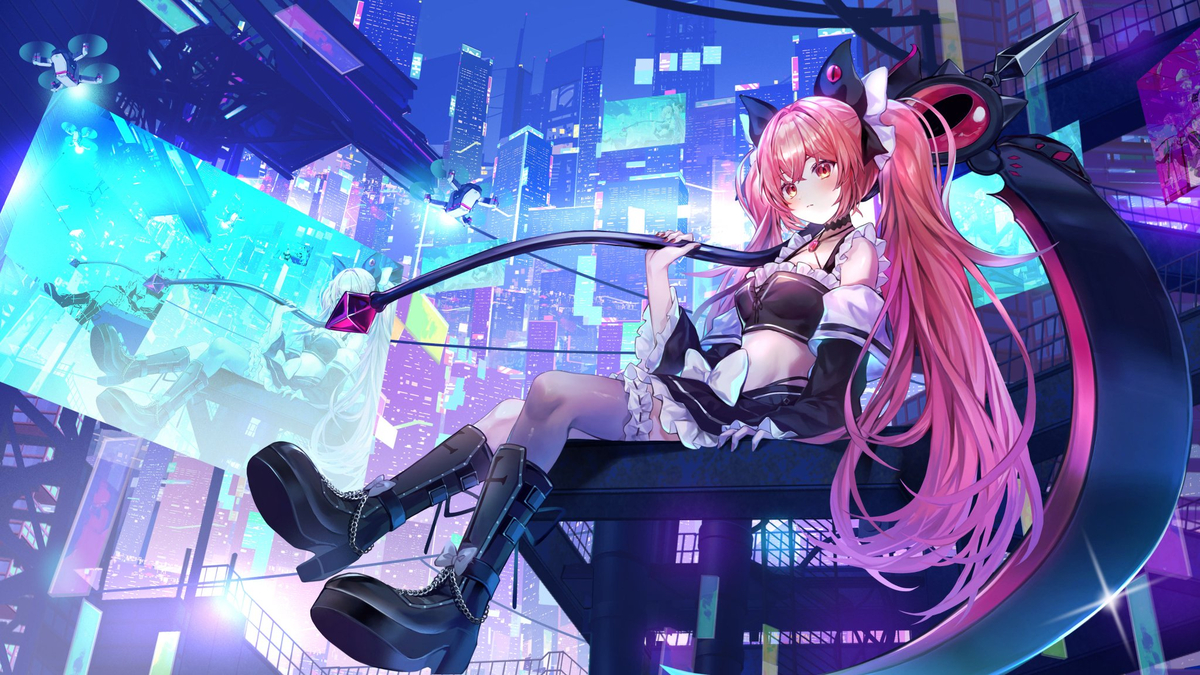 This is a pixiv picture whose title is 発光都市の少女.