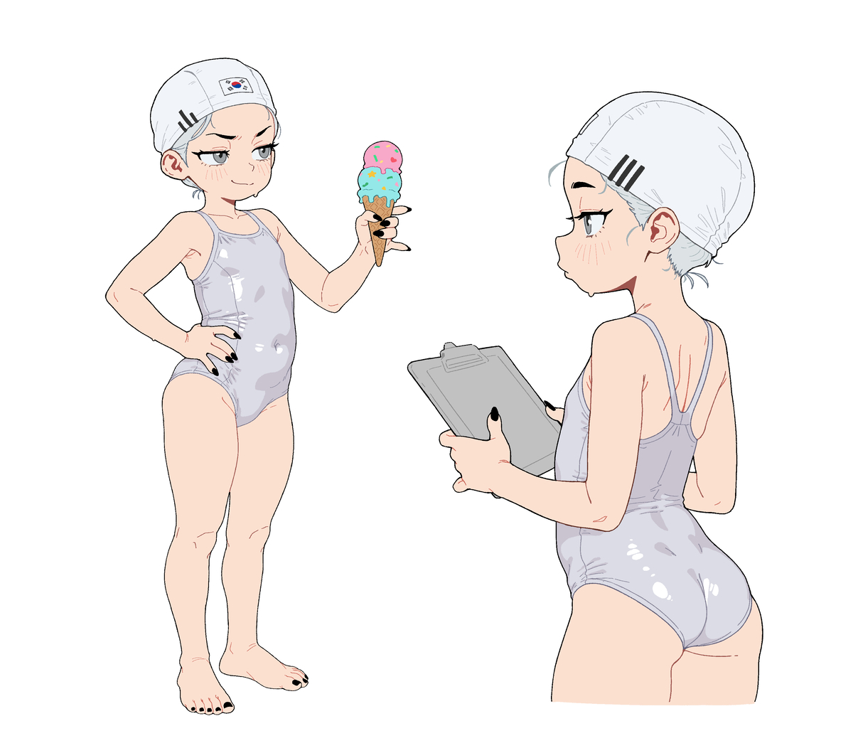 This is a pixiv picture whose title is 韩国泳装（2p）.