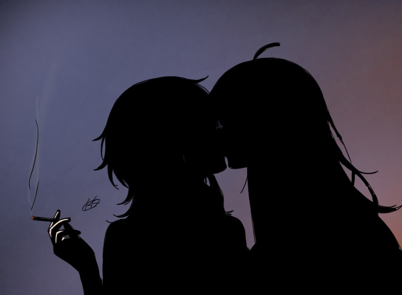 This is a pixiv picture whose title is 「いろはたばこくさい」.