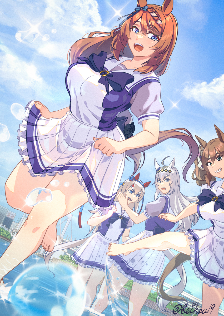 This is a pixiv picture whose title is みんなで海でぱしゃぱしゃ.