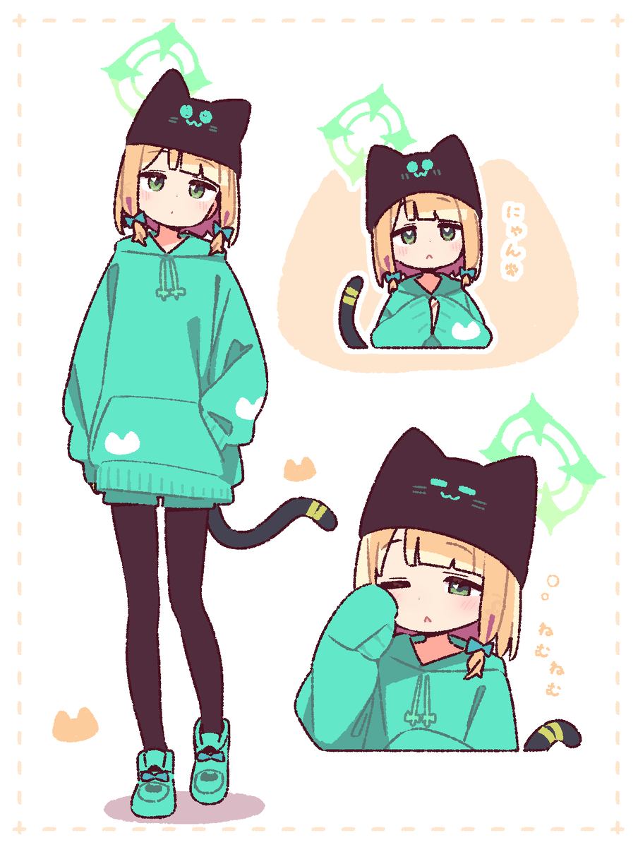This is a pixiv picture whose title is 猫ニット帽ミドリさん🐱.