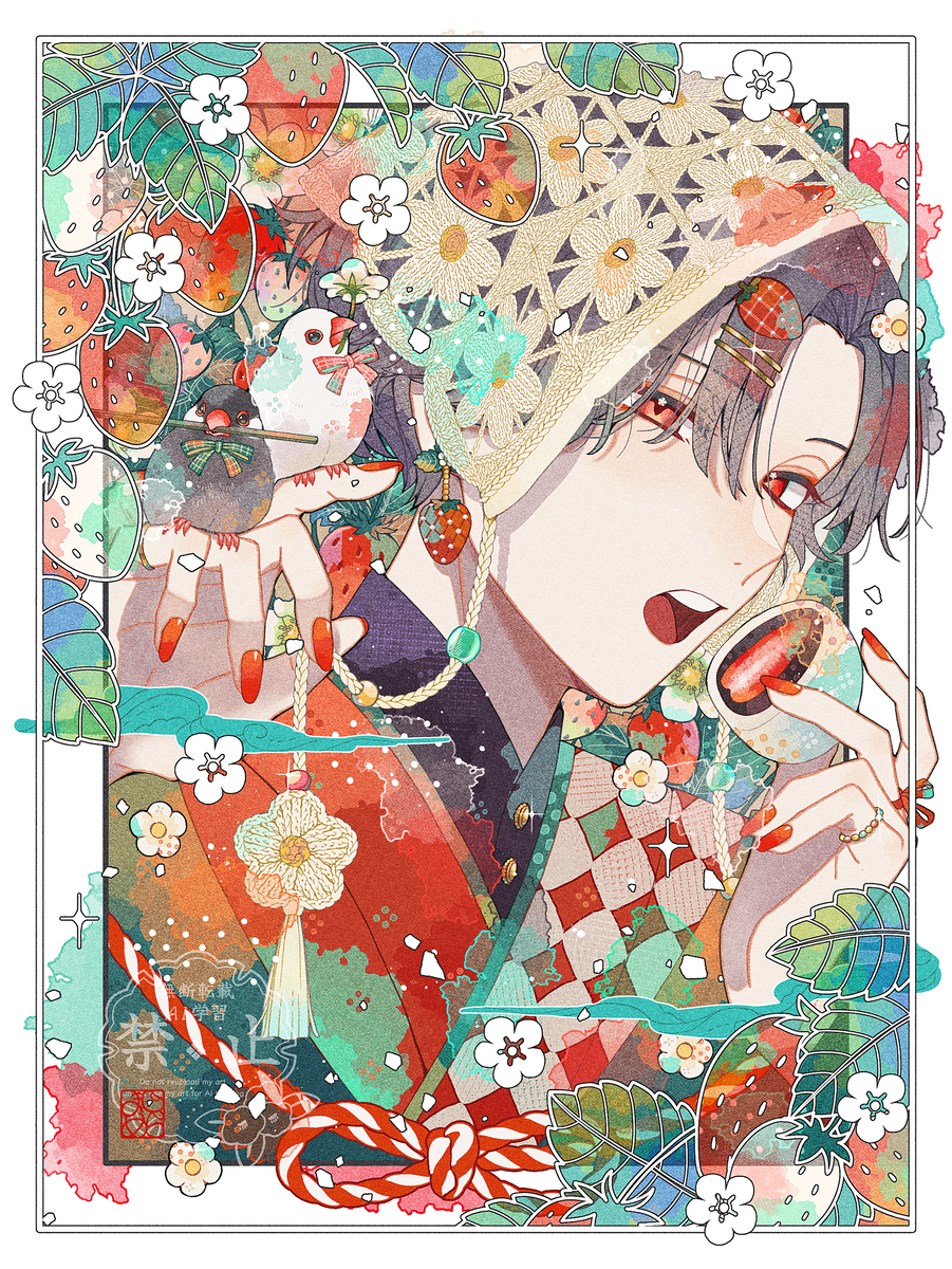 This is a pixiv picture whose title is 苺大福🍓.