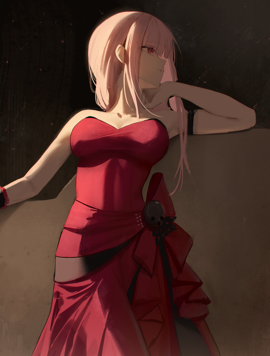 This is a pixiv picture whose title is 「黄昏に染まる紅」.