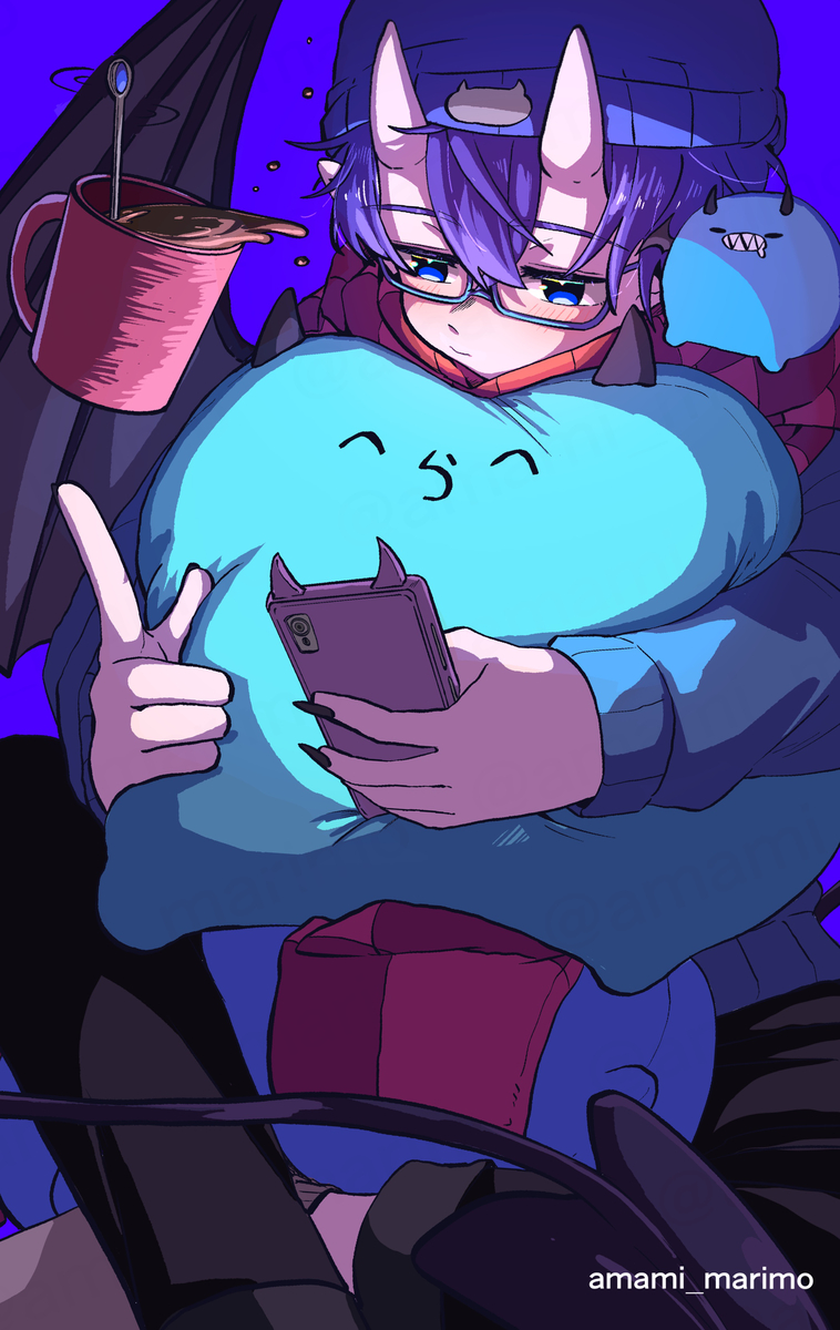 This is a pixiv picture whose title is 夜ふかし.