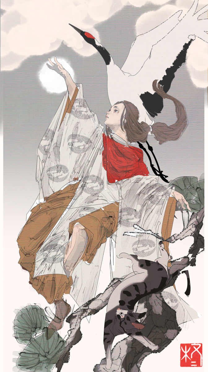 This is a pixiv picture whose title is 鶴女.