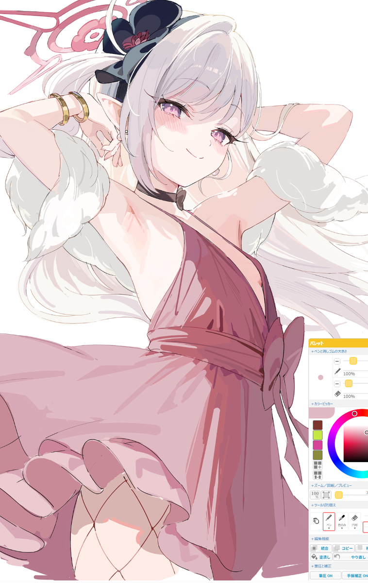 This is a pixiv picture whose title is 絵チャ　ドレスムツキ.
