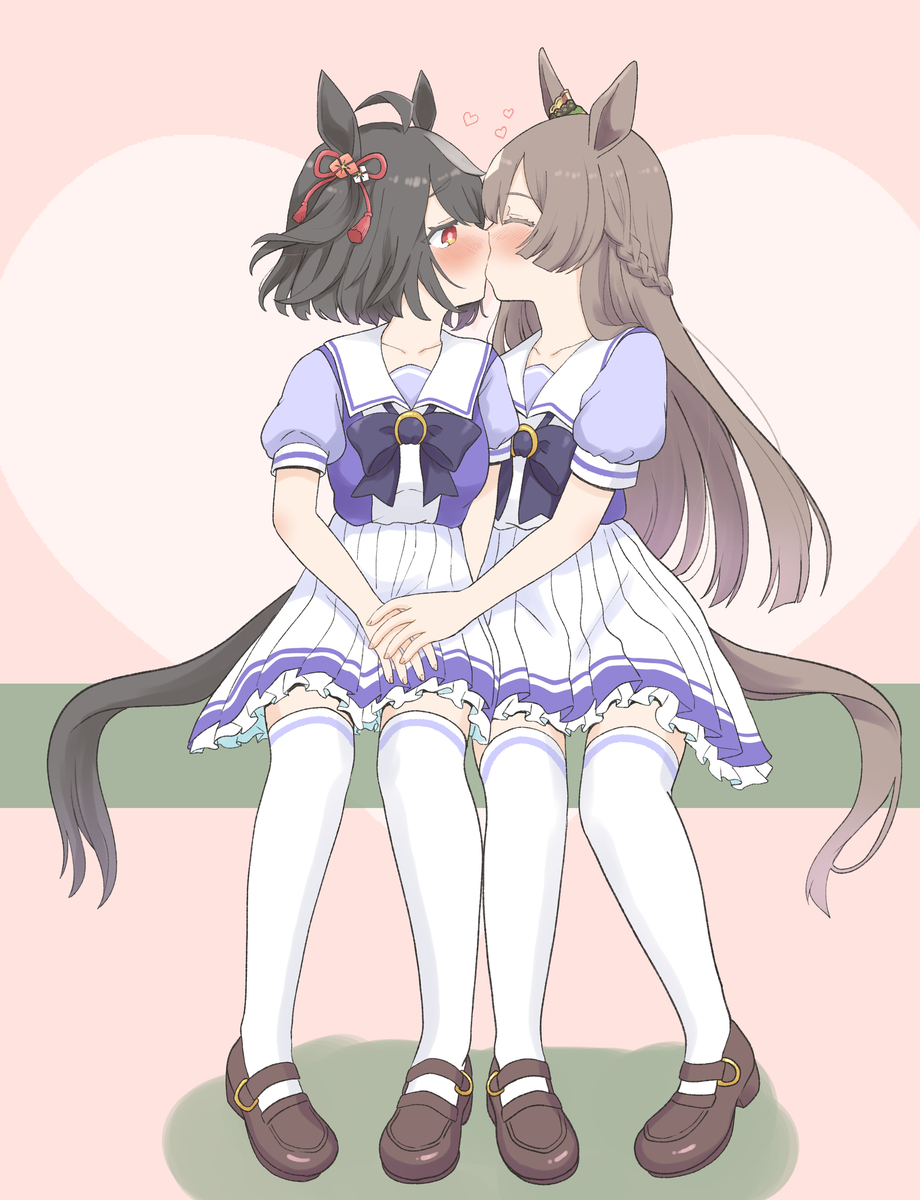 This is a pixiv picture whose title is 【リク】キタサンブラックとサトノダイヤモンド💕.