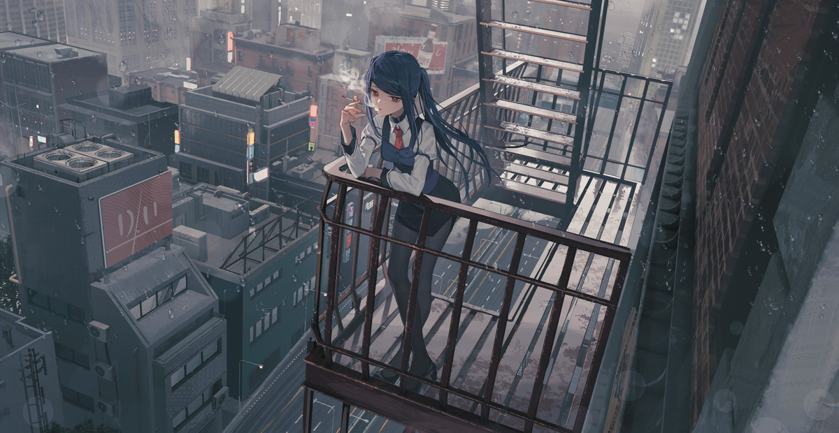 This is a pixiv picture whose title is smoking.