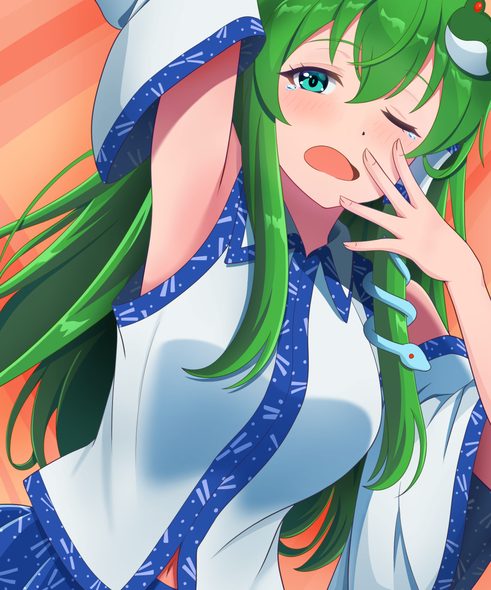This is a pixiv picture whose title is お目覚め早苗さん.